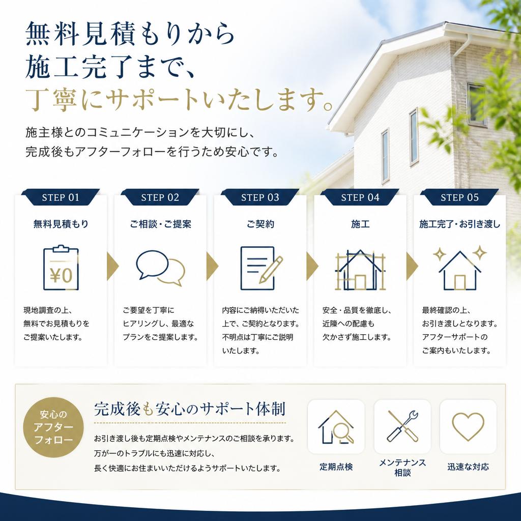 施工の流れと安心のサポート