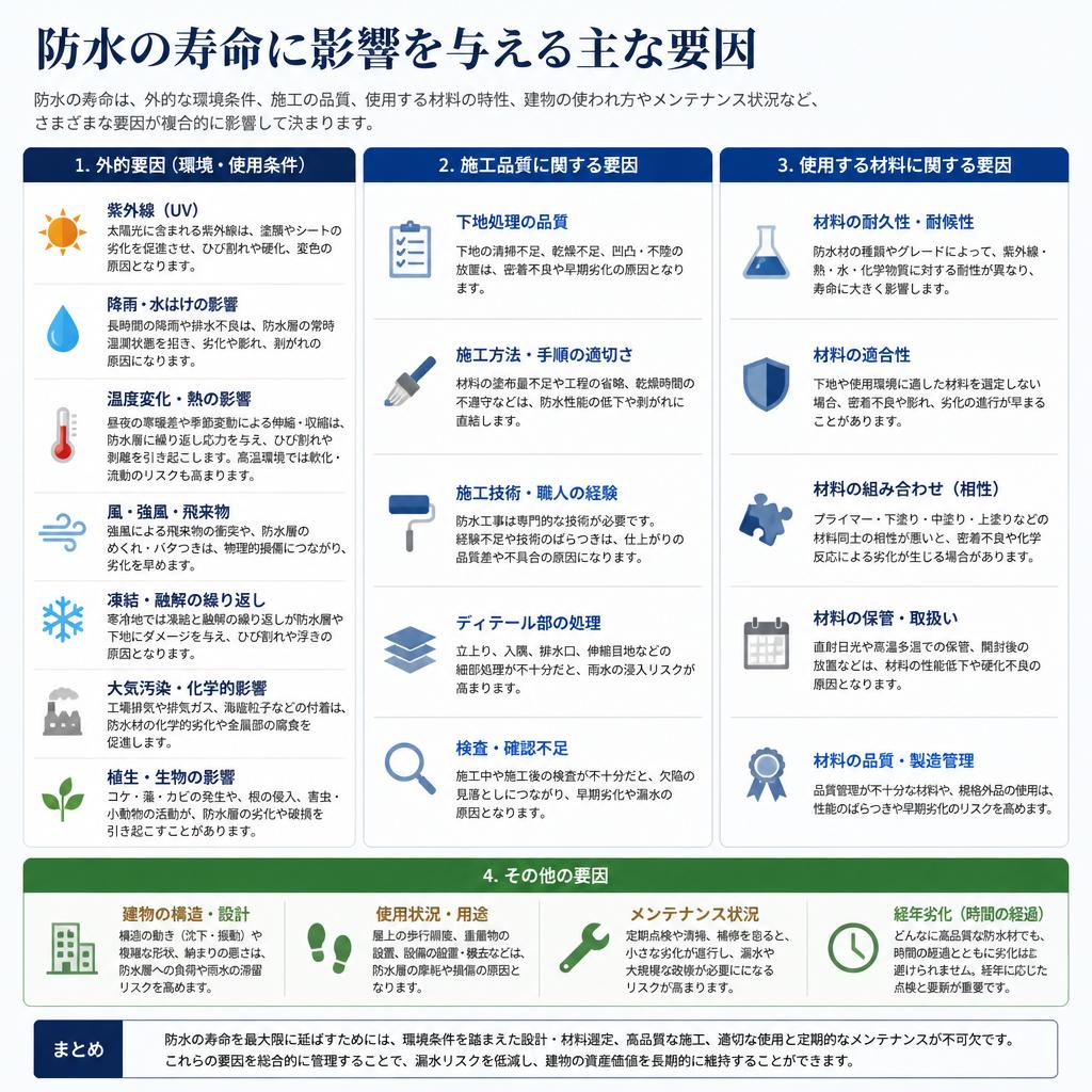 防水の寿命を左右する要因