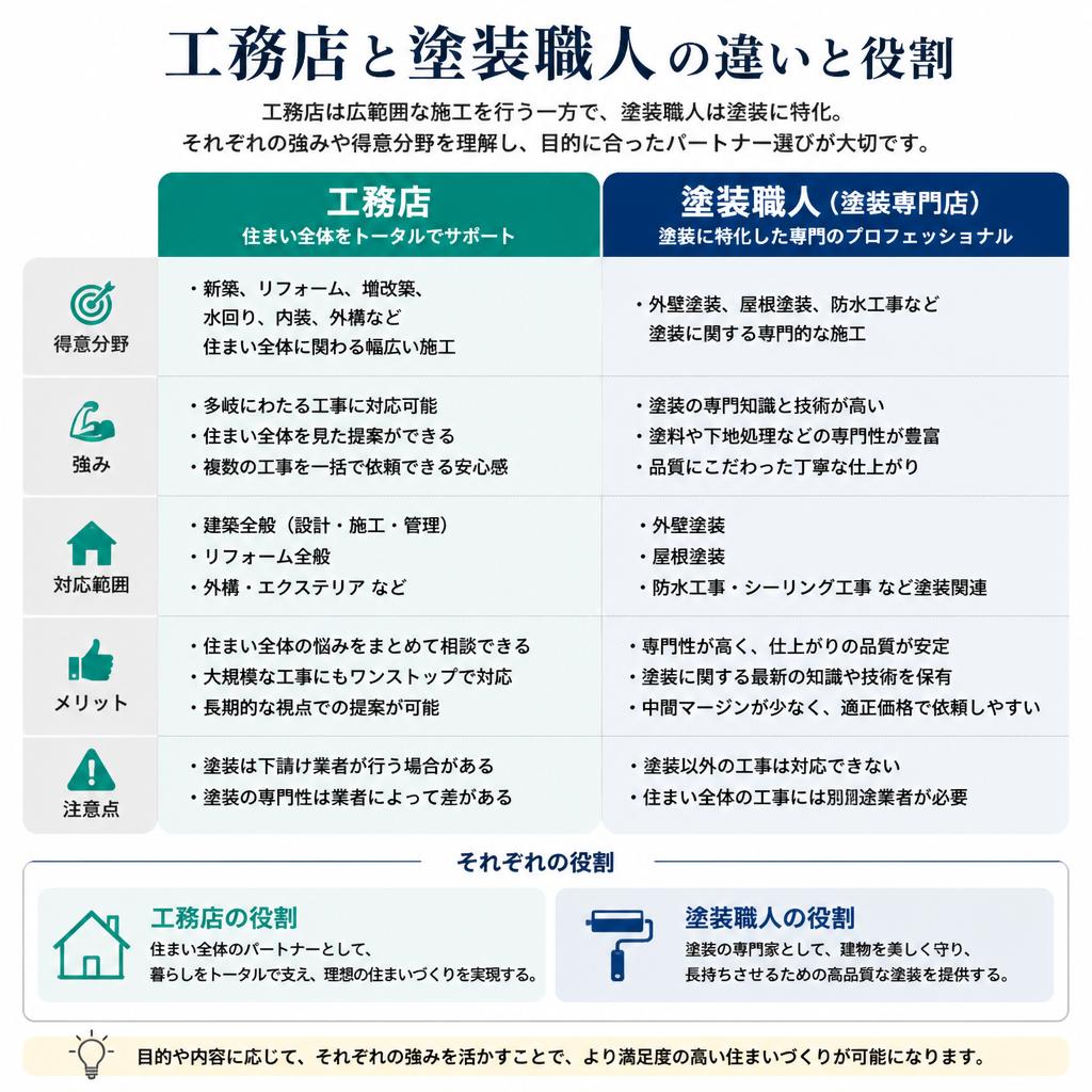 工務店と塗装職人の違い