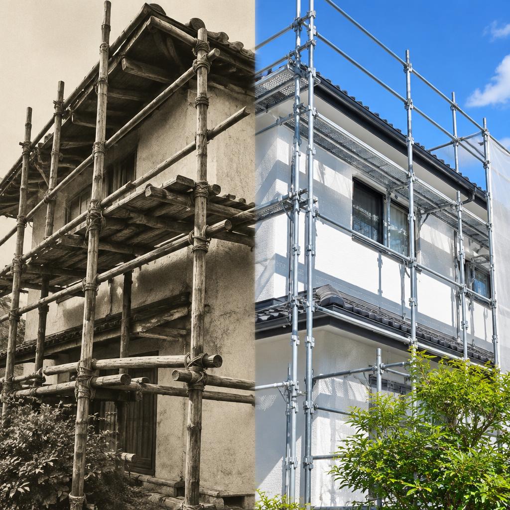 昔の足場を知ることは、今の塗装を安心して選ぶ第一歩。建物に合った安全な施工で、住まいを未来へ。